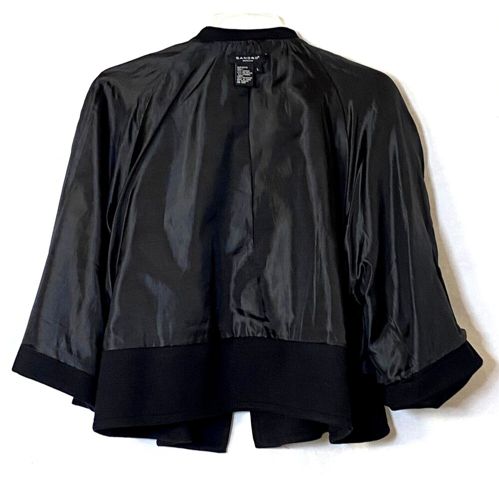 Sandro Sportswear Double Breasted Blazer Womens Size L Black 3/4 Cuffed Sleeves - Picture 13 of 16